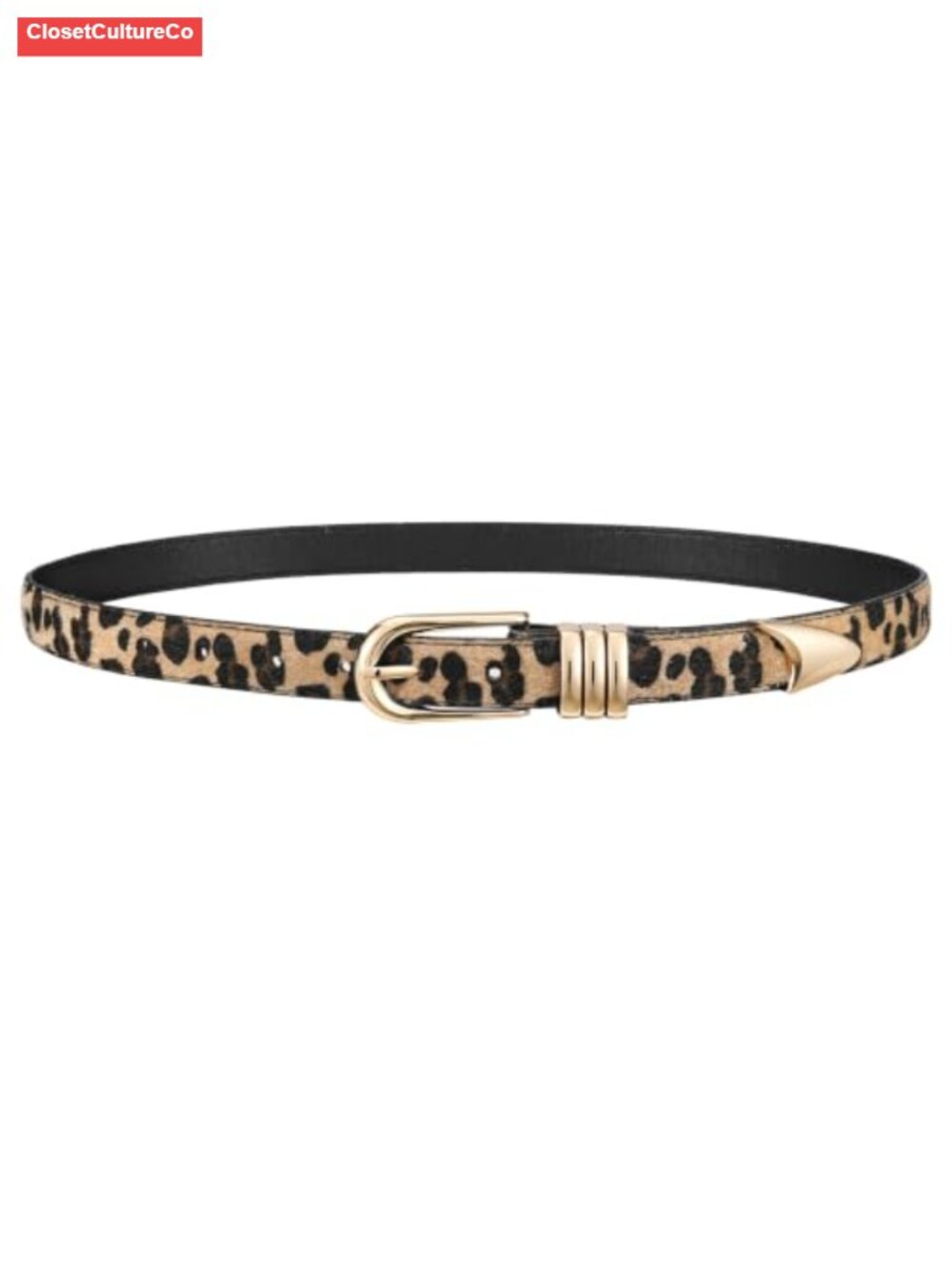 Skinny PU Leather Belt for Women with Gold Buckle